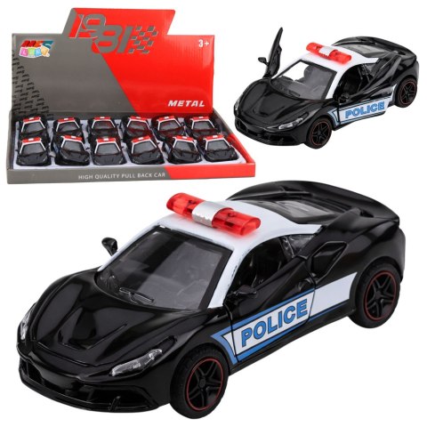 Autko Sportowe Policyjne Samochód Z Napędem Metalowy Pull-Back Czarny 1:43
