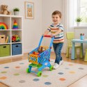 Duży Wózek Sklepowy Dla Dzieci Produkty Spożywcze Niebieski 52cm 46 el.
