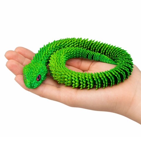Figurka Dekoracyjna 3D Wąż Segmentowy Zielony Mieniący Się Ruchomy 45 cm