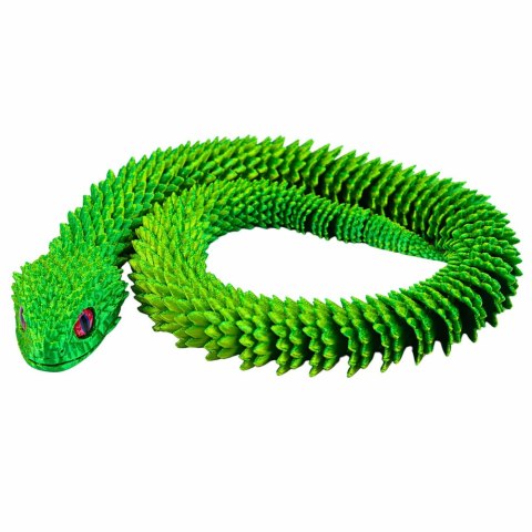 Figurka Dekoracyjna 3D Wąż Segmentowy Zielony Mieniący Się Ruchomy 45 cm