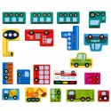 Drewniane Puzzle Łamigłówka Układanka Logiczna Pojazdy Kolorowe 23 el.