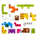 Drewniane Puzzle Łamigłówka Układanka Logiczna Zwierzęta Kolorowe 20 el.