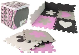 Mata Edukacyjna Piankowa EVA Puzzle Dla Niemowląt Szaro-Różowe 25 el.