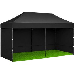 Namiot Ekspresowy Ogrodowy Cateringowy Pawilon Handlowy Czarny 3x6 M