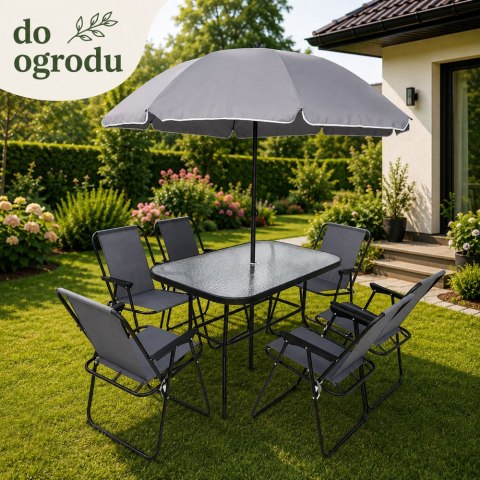 Zestaw Meble Ogrodowe Stół Krzesła Metalowe Parasol Na Balkon Taras Ogród