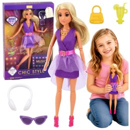 Lalka Anlily Fashion W Fioletowej Sukience Słuchawki Akcesoria Zestaw