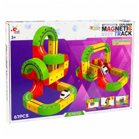 Tor Magnetyczny Z Elektrycznym Pociągiem 3D Kreatywny Konstrukcyjny 67 el.
