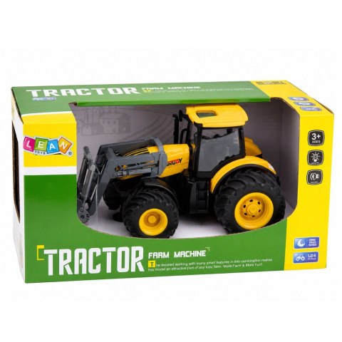Traktor Rolniczy Farmerski Ze Spychaczem Światła Dźwięki Żółty 1:24
