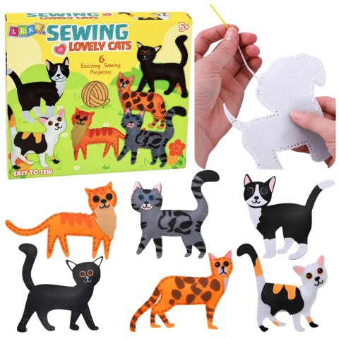 Zestaw Kreatywny Pluszaki Do Szycia Filcowe Maskotki Kotki DIY 6 szt.