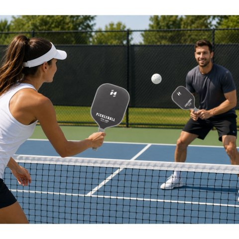 Zestaw Paletki Do Gry w Pickleballa Tenisa Badmintona 2 Piłki Czarno-Szare