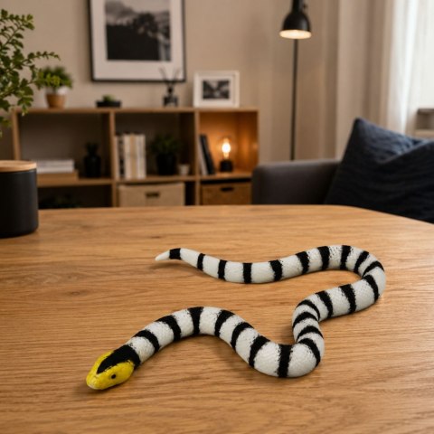Wąż Gumowy Figurka Rozciągliwa Realistyczna Czarno-Biały 33 cm