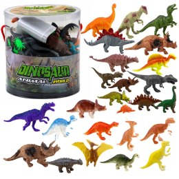Zestaw Figurek W Pudełku Kolorowe Gumowe Dinozaury 34 Elementy