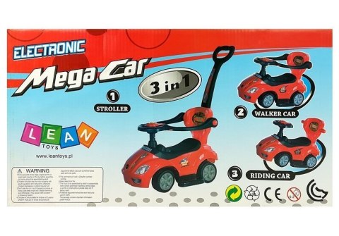 Jeździk z Pchaczem Dla Dzieci Mega Car 3w1 Piszczek Schowek Różowy