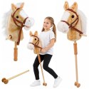 Hobby Horse Koń Na Kiju Głowa Konia Dźwięki Galopu Rżenia Beżowy 100 cm