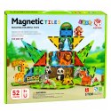Klocki Magnetyczne Konstrukcyjne Dzikie Zwierzęta Dżungla ZOO 52 el.