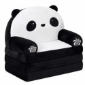 Rozkładany Fotel Sofa Leżanka Panda 2W1 Dla Dzieci Miękki Biało-Czarny