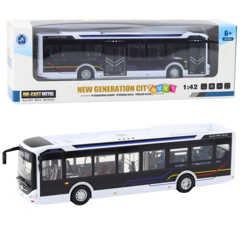 Autobus Metalowy Miejski Światła Dźwięk 1:42 Biały