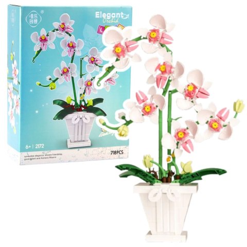 Klocki Konstrukcyjne Orchidea Storczyk W Doniczce Różowo-Biała 718 el.