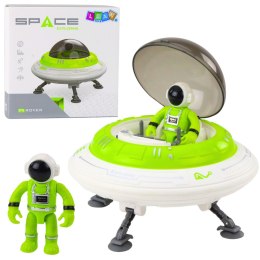 Statek Kosmiczny Ufo Figurka Astronauty Światła Dźwięki Zielony