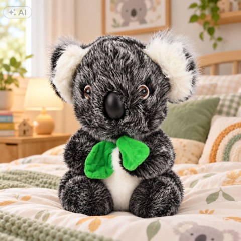 Pluszowy Miś Koala Z Zielonym Szalikiem Przytulanka Maskotka Szary 22cm