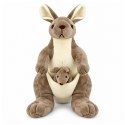 Pluszowa Maskotka Kangurzyca Przytulanka Kangur z Małym Beżowy 30 cm