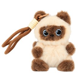 Pluszowy Kotek Maskotka Brelok Do Plecaka Torby Kremowy Brązowy 12cm