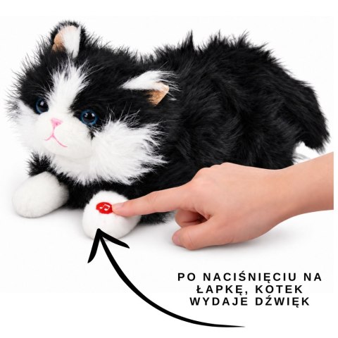 Pluszowy Kotek Maskotka Przytulanka Dźwięki Miauczenia Biało-Czarny 40cm