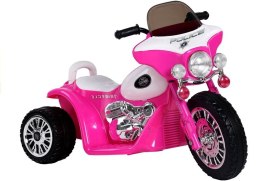 Motor na Akumulator Trójkołowy JT568 Policja Dla Dzieci LED Ciemnoróżowy