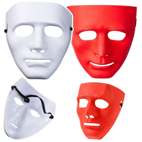Maska Anonim Karnawałowa Halloweenowa Na Gumce Biała Czerwona