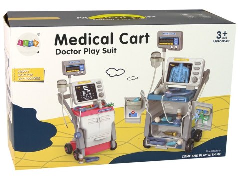 Zestaw Małego Doktora Wózek Medyczny RTG EKG Światła Różowy 16 el.