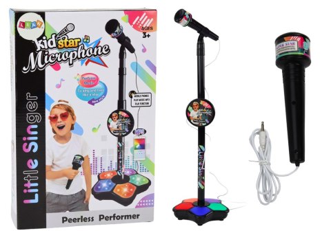 Mikrofon Ze Statywem Dla Dzieci Karaoke Regulowany Światła Czarny