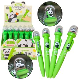 Długopis Żelowy Zielony Panda W Kopule Niebieski Tusz 0.5mm