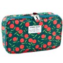 Piórnik Szkolny Organizer Kosmetyczka Kieszonka Wiśnie Zielony 22,5cm