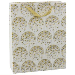 Torba Prezentowa Elegancka Złote Gwiazdki Biała 32 x 26 x 12 cm