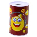 Skarbonka Metalowa Emotki Niebieska Brązowa 13 x 8cm