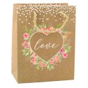 Torba Prezentowa Napis Love Kwiaty 23 x 18 x 10,5 cm