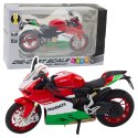 Motocykl Sportowy Metalowy Czerwono Zielony Światła Dźwięki 1:12