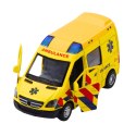 Karetka Ambulans Metalowy Z Napędem Pull Back Światła Dźwięki Żółty 1:32