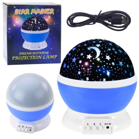 Projektor Gwiazd Obrotowy 360° LED Lampka Nocna Niebieski