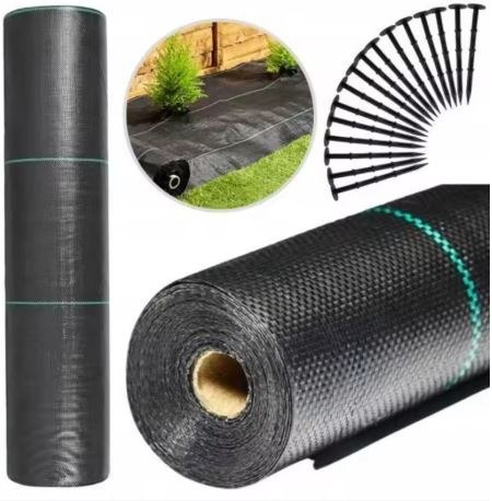 Agrotkanina Czarna 100 cm x50m UV 70g Antychwastowa Agrowłóknina + Kotwy