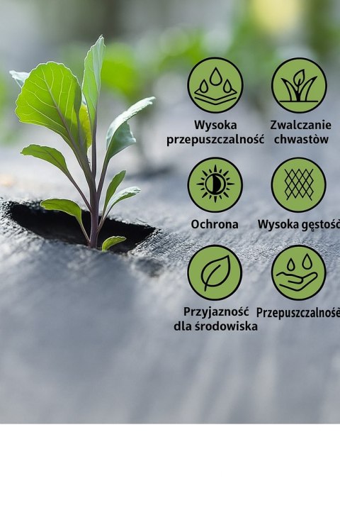 Agrotkanina Czarna 160cm x 50m UV 90g Antychwastowa Agrowłóknina + Kotwy