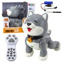 Interaktywny Robot Pies Husky Zdalnie Sterowany RC Głosem Sztuczki Szary