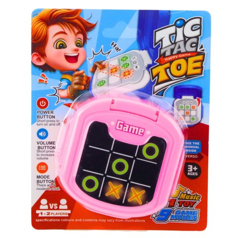 Gra Elektroniczna Kółko i Krzyżyk Tic Tac Toe 9 Trybów Różowa