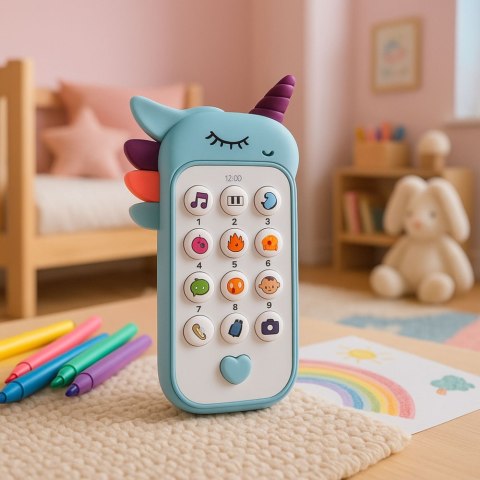 Dziecięcy Telefon Edukacyjny Światła Dźwięki Melodie Niebieski
