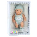 Lalka Bobas Niemowlak Z Kocykiem Biało-Szare Ubranko Czapeczka 18 cm