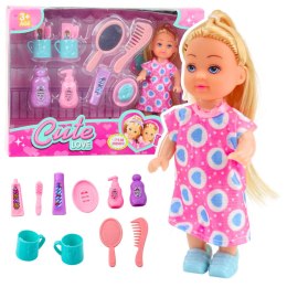 Zestaw Mini Laleczka Akcesoria Do Pielęgnacji Różowa Sukienka