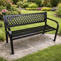 Ławka Ogrodowa Parkowa Taras Ogród Metalowa Oparcie Czarna 120 cm