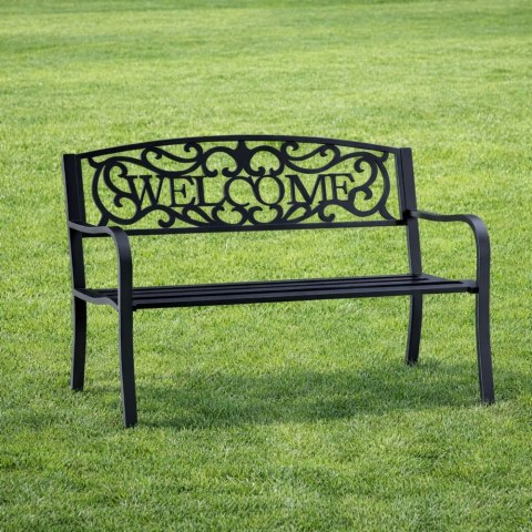 Ławka Ogrodowa Taras Ogród Park Metalowa Oparcie WELCOME Czarna 127 cm